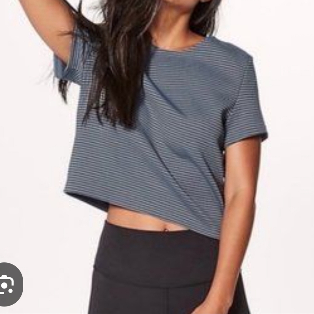 Lululemon Grey Striped Scuba Crop Top